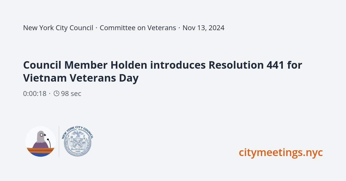 Council Member Holden introduces Resolution 441 for Vietnam Veterans